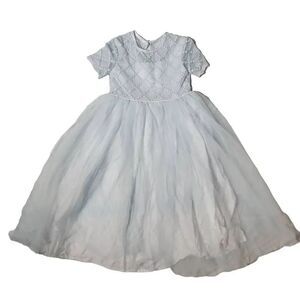 Storybook Heirlooms Girls Size 4 Blue Tulle Embroidered Bodice Dress